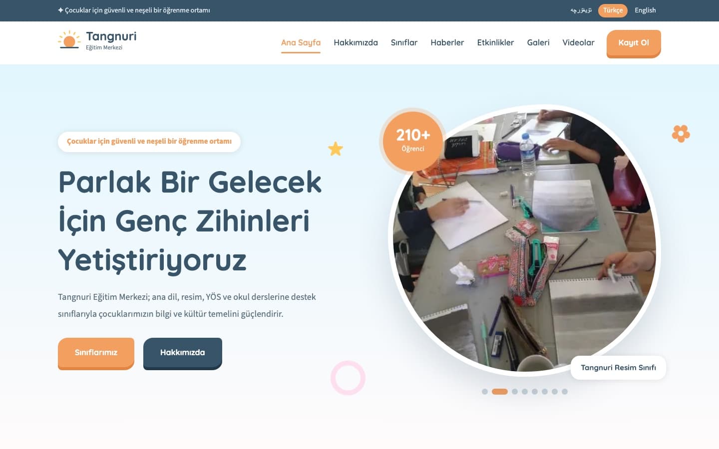 Tangnuri Eğitim Merkezi web sitesi ekran görüntüsü